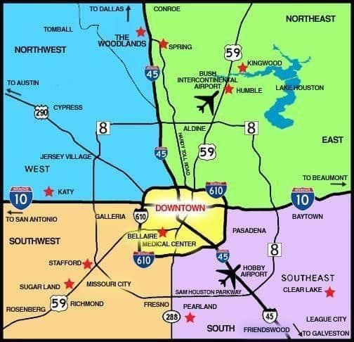 Houston luchthavens kaart