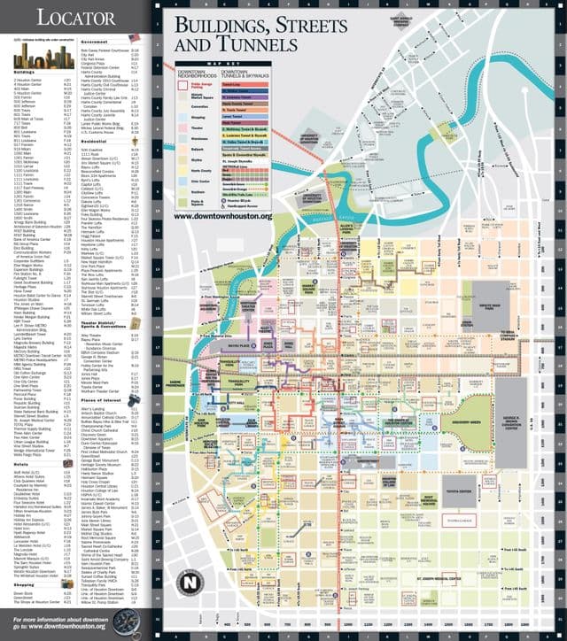 Houston stadscentrum kaart